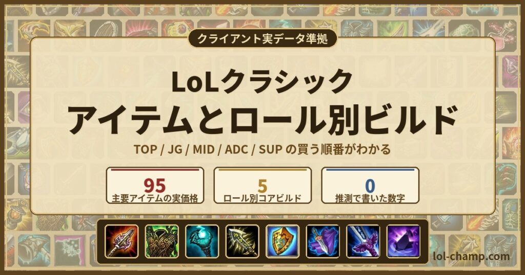 LoLクラシック アイテムとロール別ビルド アイキャッチ